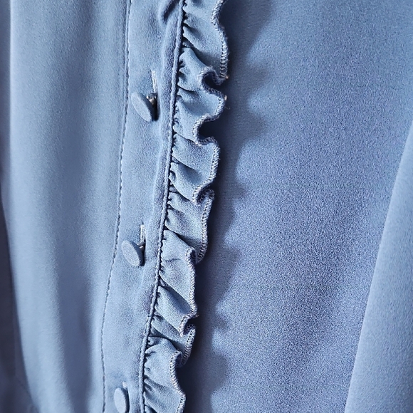 J. Crew Vibrant Blue Ruffle Blouse - Picture 4 of 6